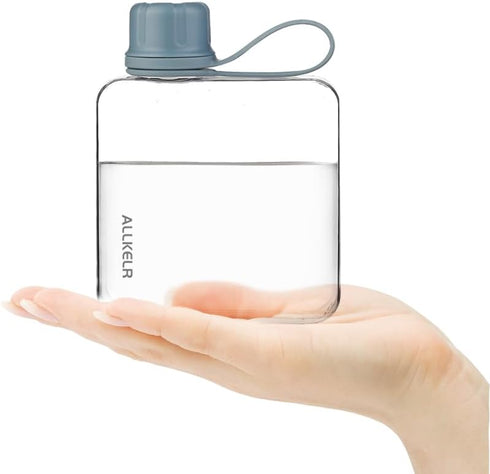 Portable Flat Water Bottle,BPA Free Reusable Tritan Plastic Travel Water Bottle Cup,Lightweight Leakproof Slim Water Bottle Fits Purse,Backpacking...